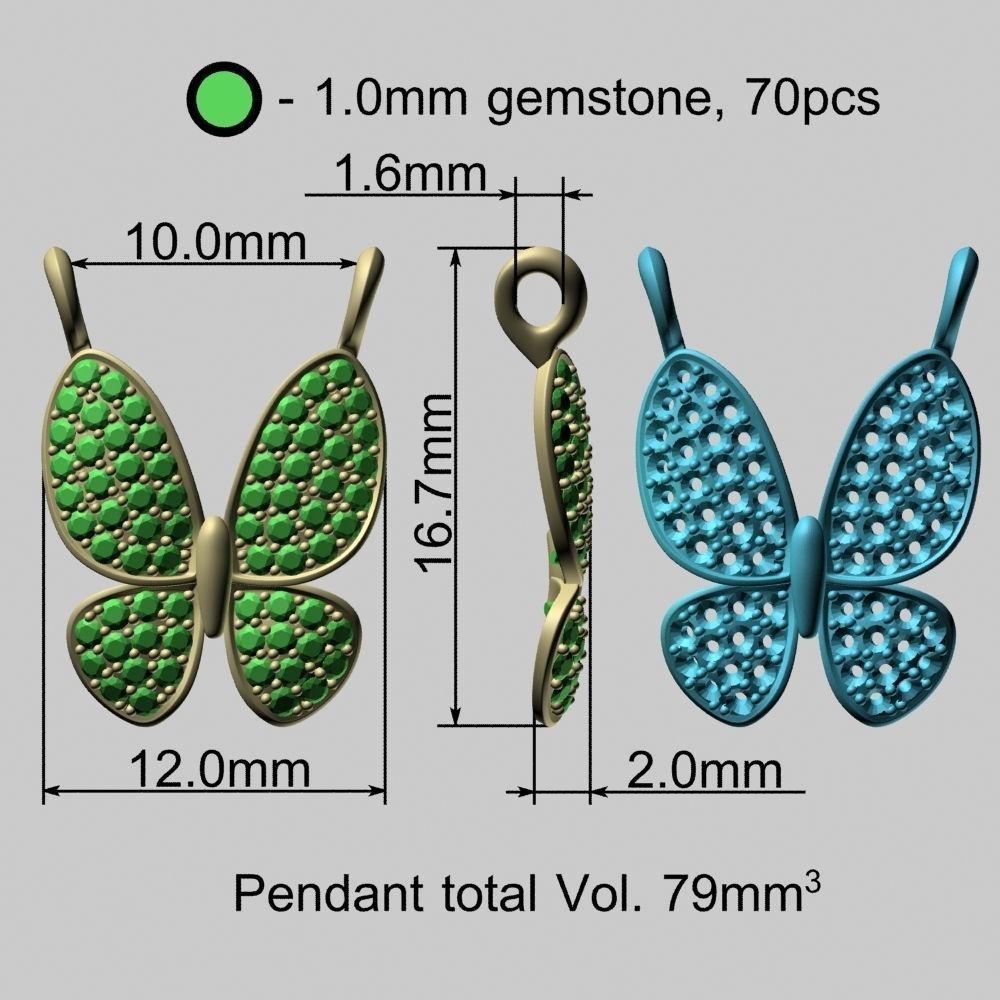 Butterfly Gold Pendant 3D print model_18