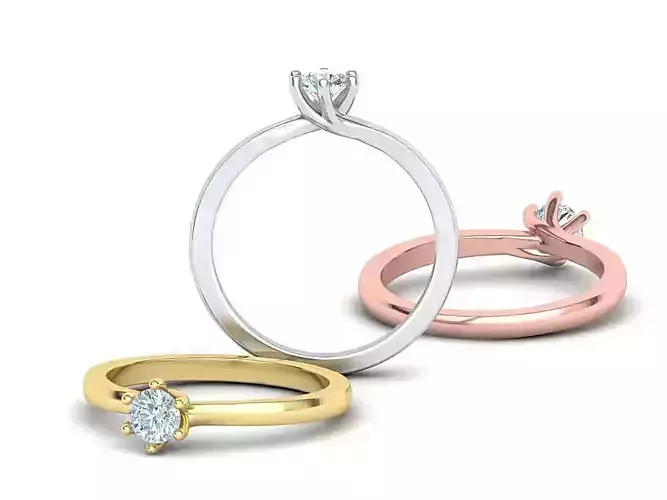Six-prong Solitaire Engagement ring with 4mm stone 3dmodel