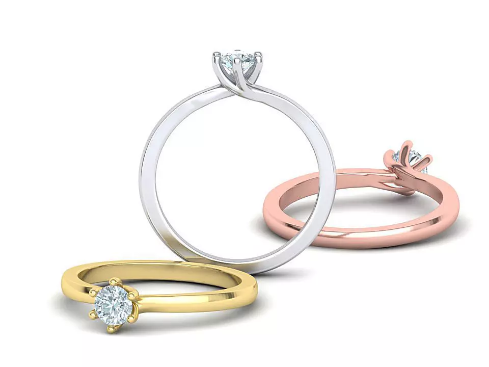 Six-prong Solitaire Engagement ring with 4mm stone 3dmodel 3D print model