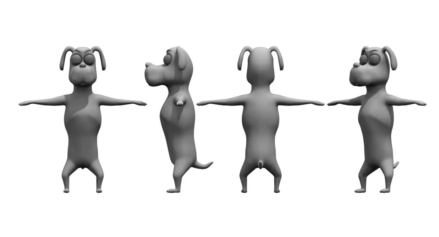 dog cartoon 3d model 3D model_0