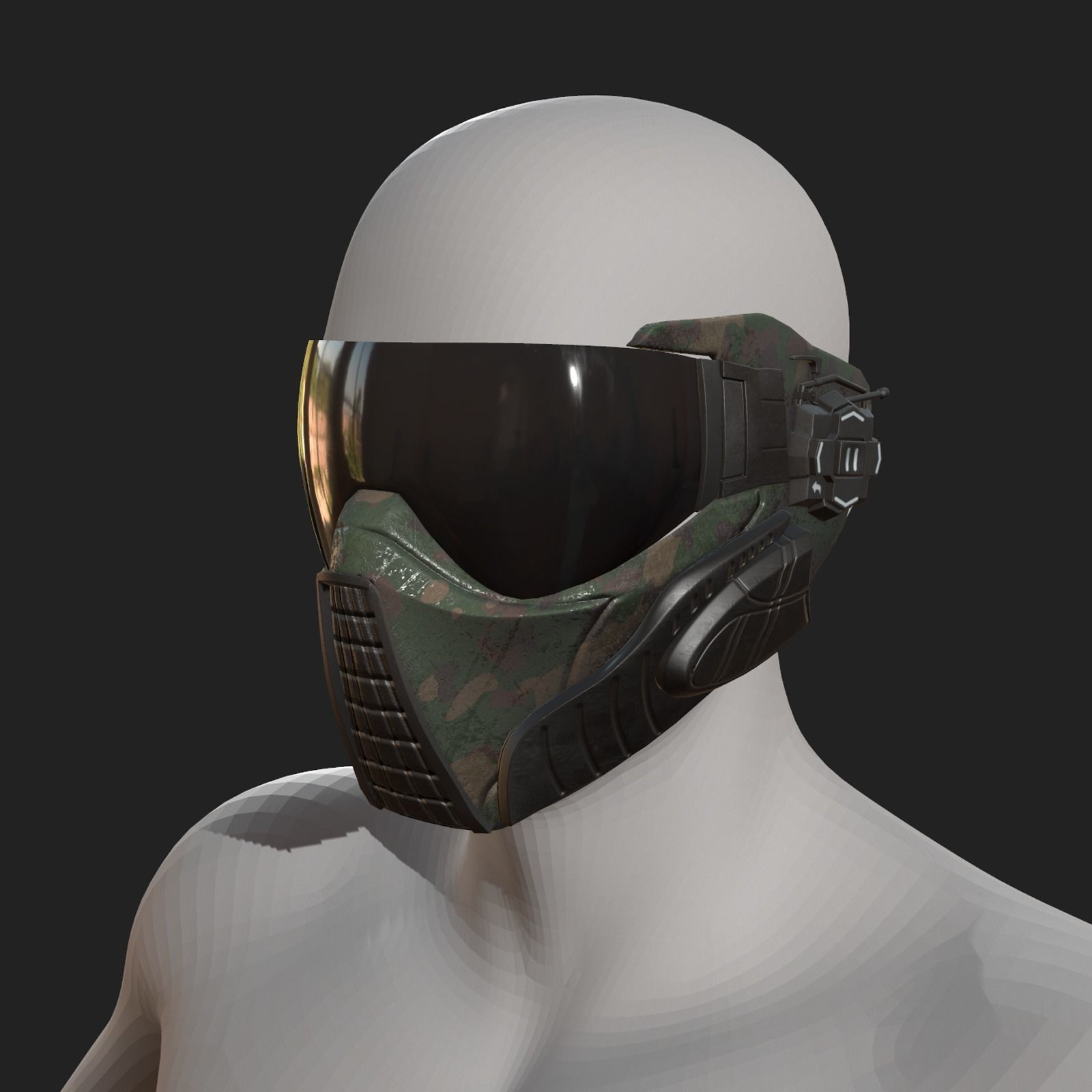 Scifi mask helmet futuristic technology space millitary  Low-poly 3D model_5