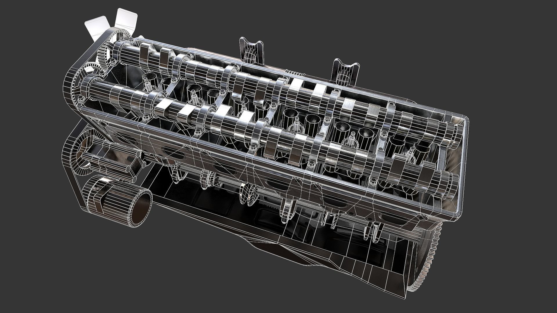 Toyota 2JZ-GTE Engine Low-poly 3D model_7