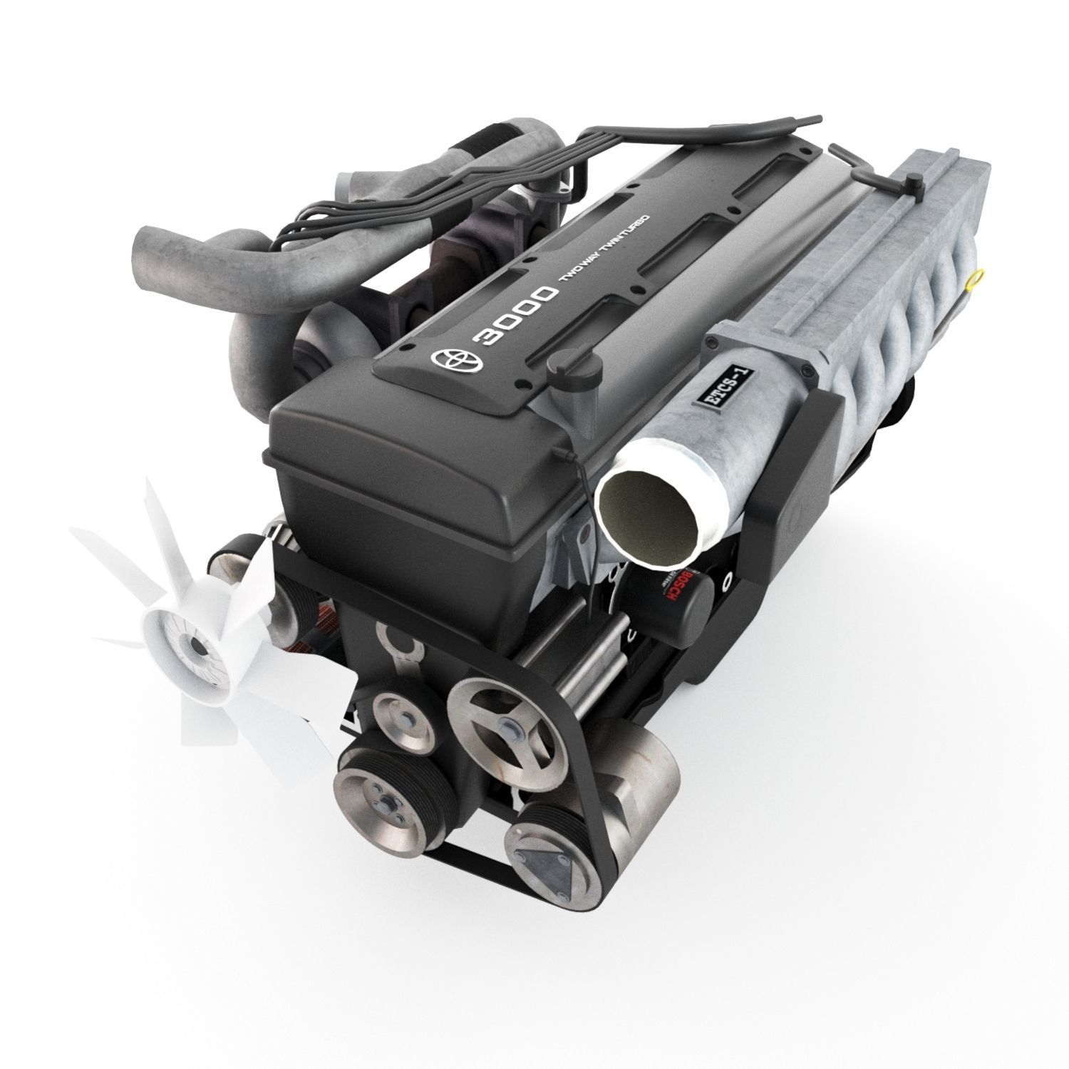 Toyota 2JZ-GTE Engine Low-poly 3D model_4