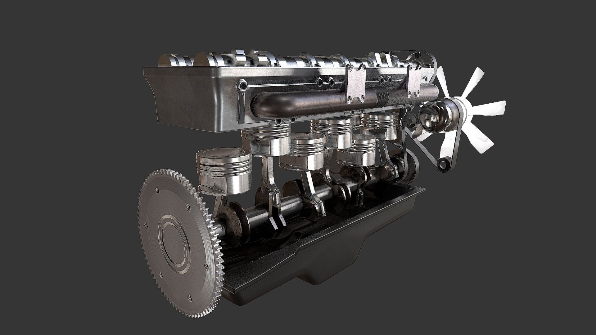 Toyota 2JZ-GTE Engine Low-poly 3D model_8