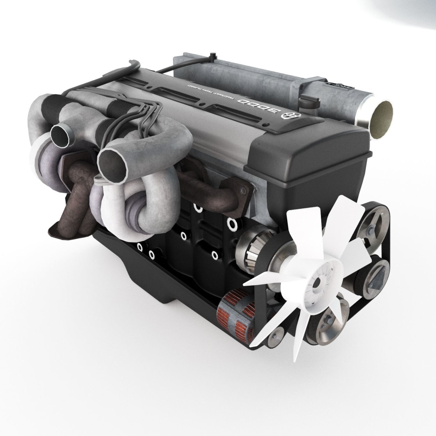 Toyota 2JZ-GTE Engine Low-poly 3D model_5