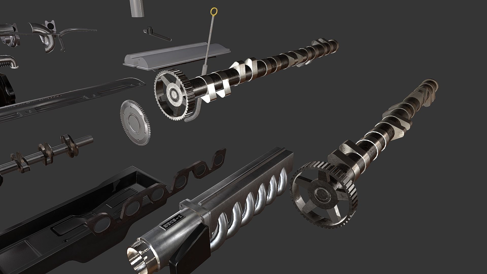 Toyota 2JZ-GTE Engine Low-poly 3D model_17