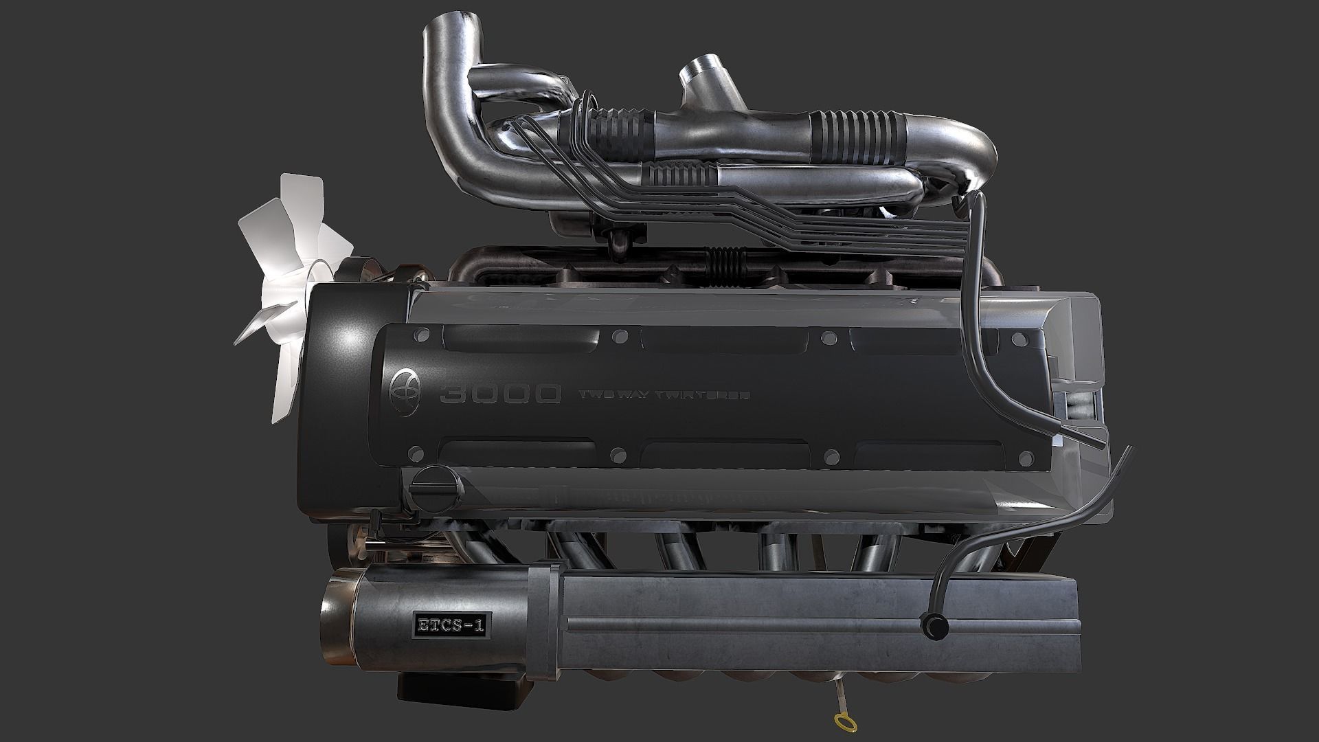 Toyota 2JZ-GTE Engine Low-poly 3D model_10