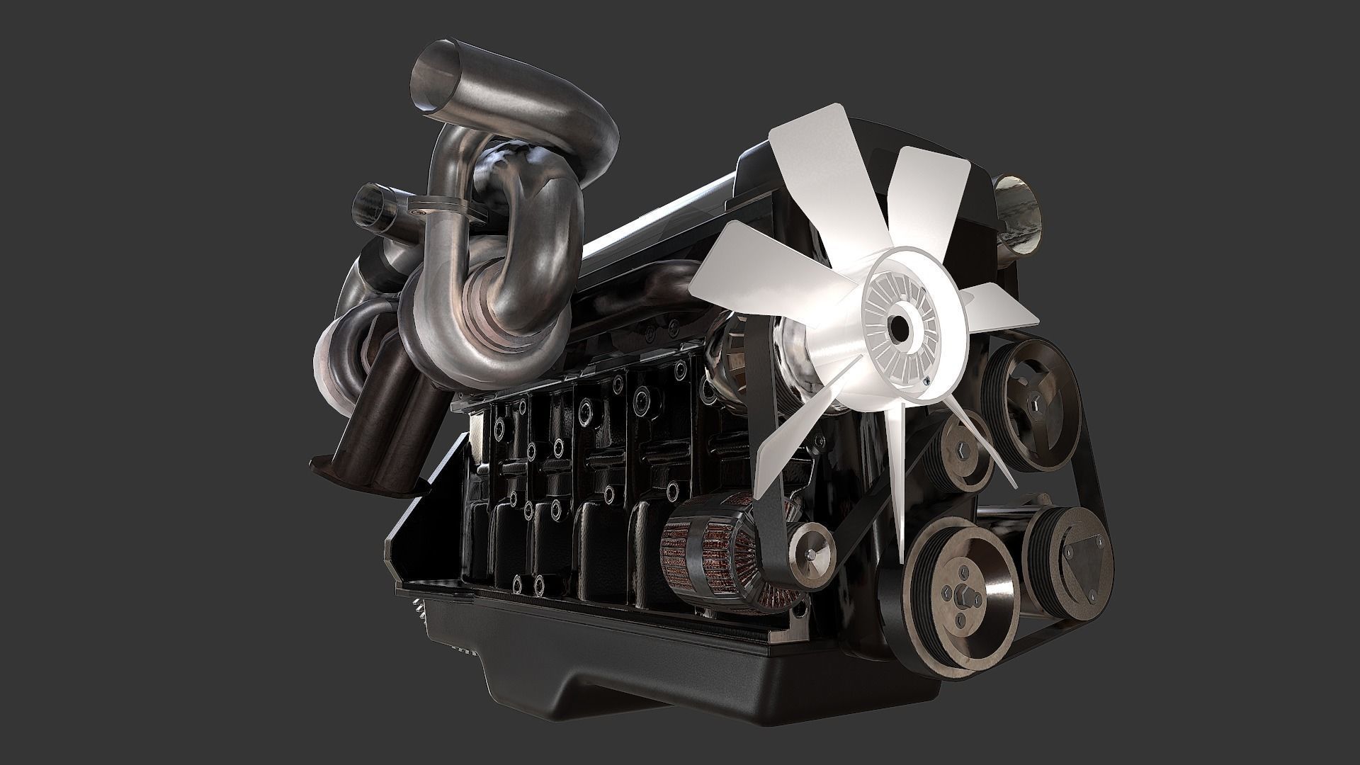 Toyota 2JZ-GTE Engine Low-poly 3D model_9