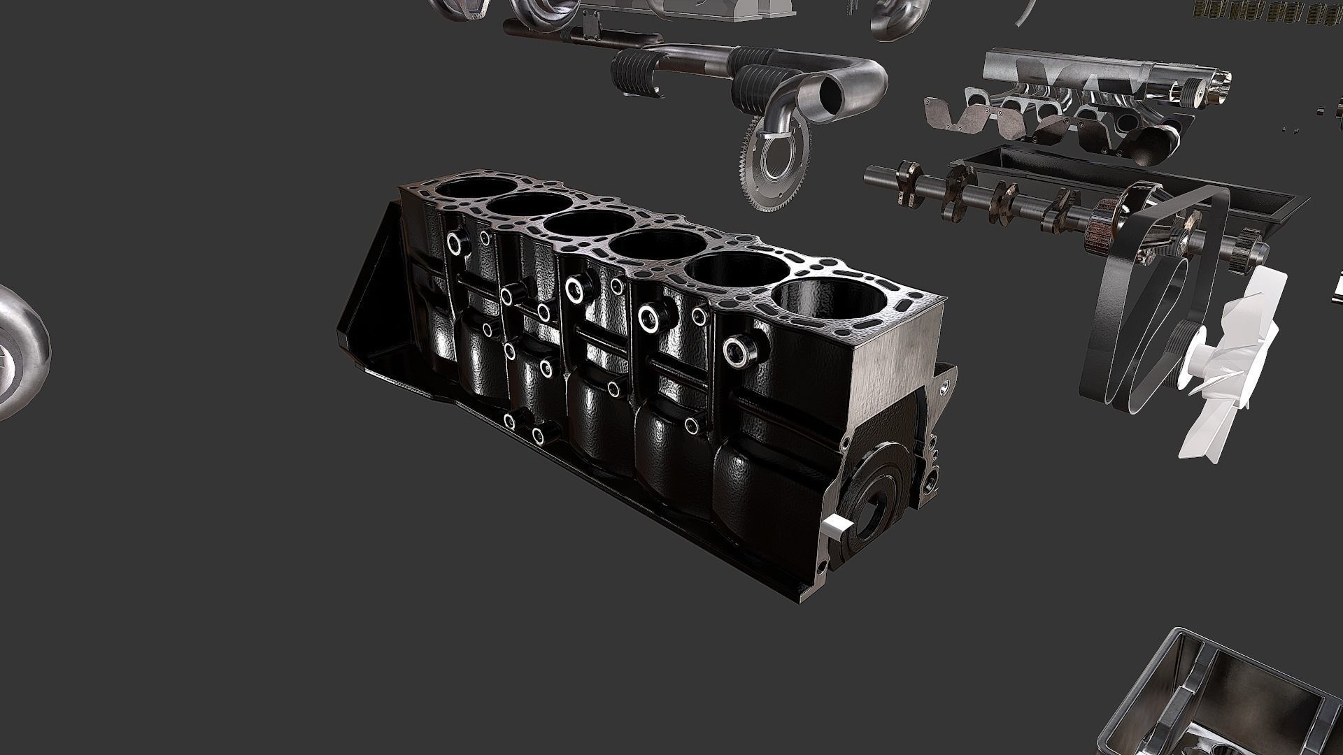 Toyota 2JZ-GTE Engine Low-poly 3D model_15