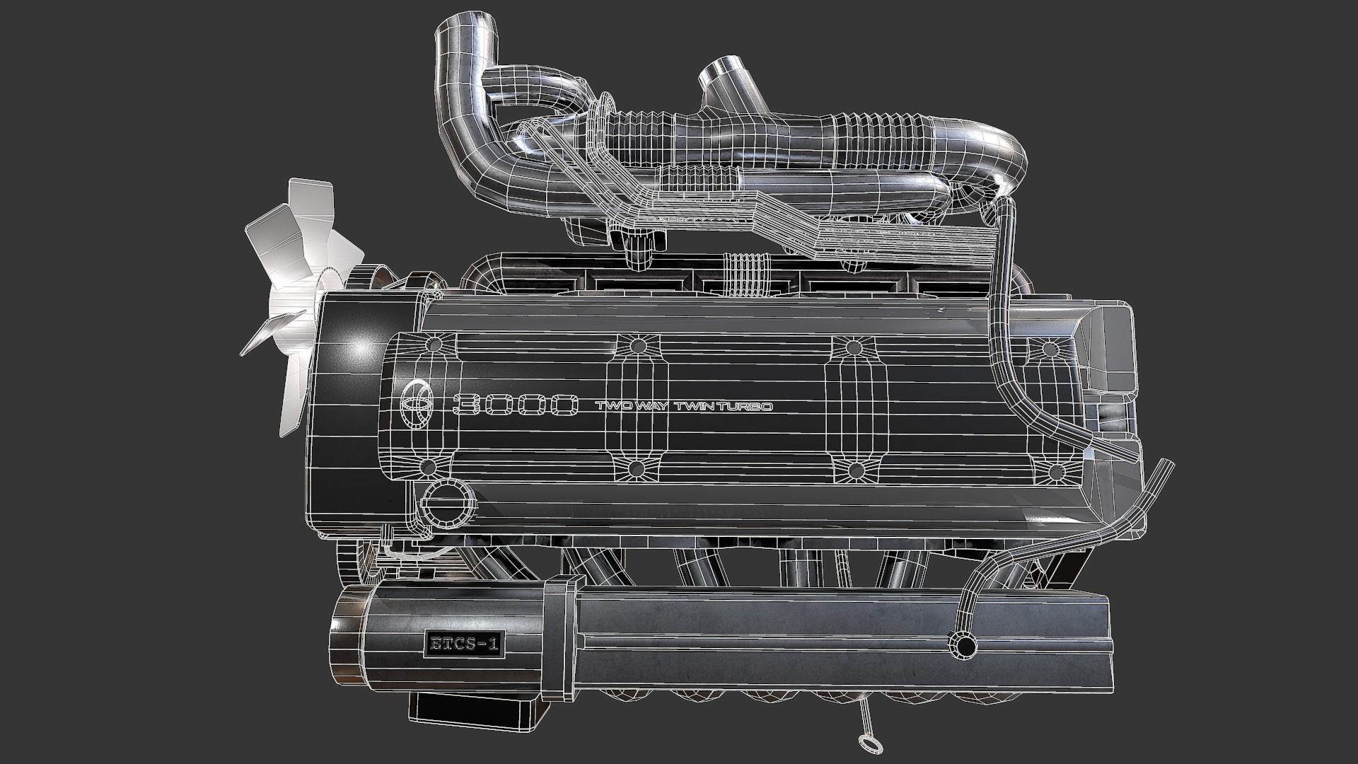 Toyota 2JZ-GTE Engine Low-poly 3D model_11