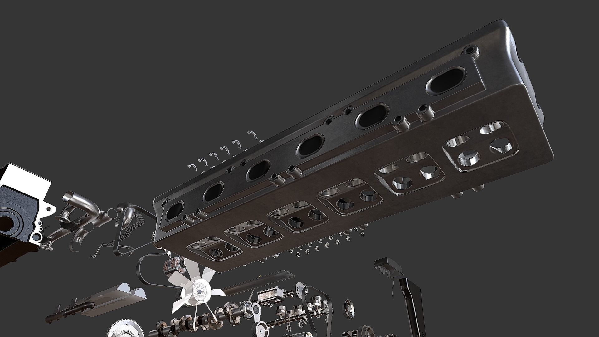 Toyota 2JZ-GTE Engine Low-poly 3D model_16