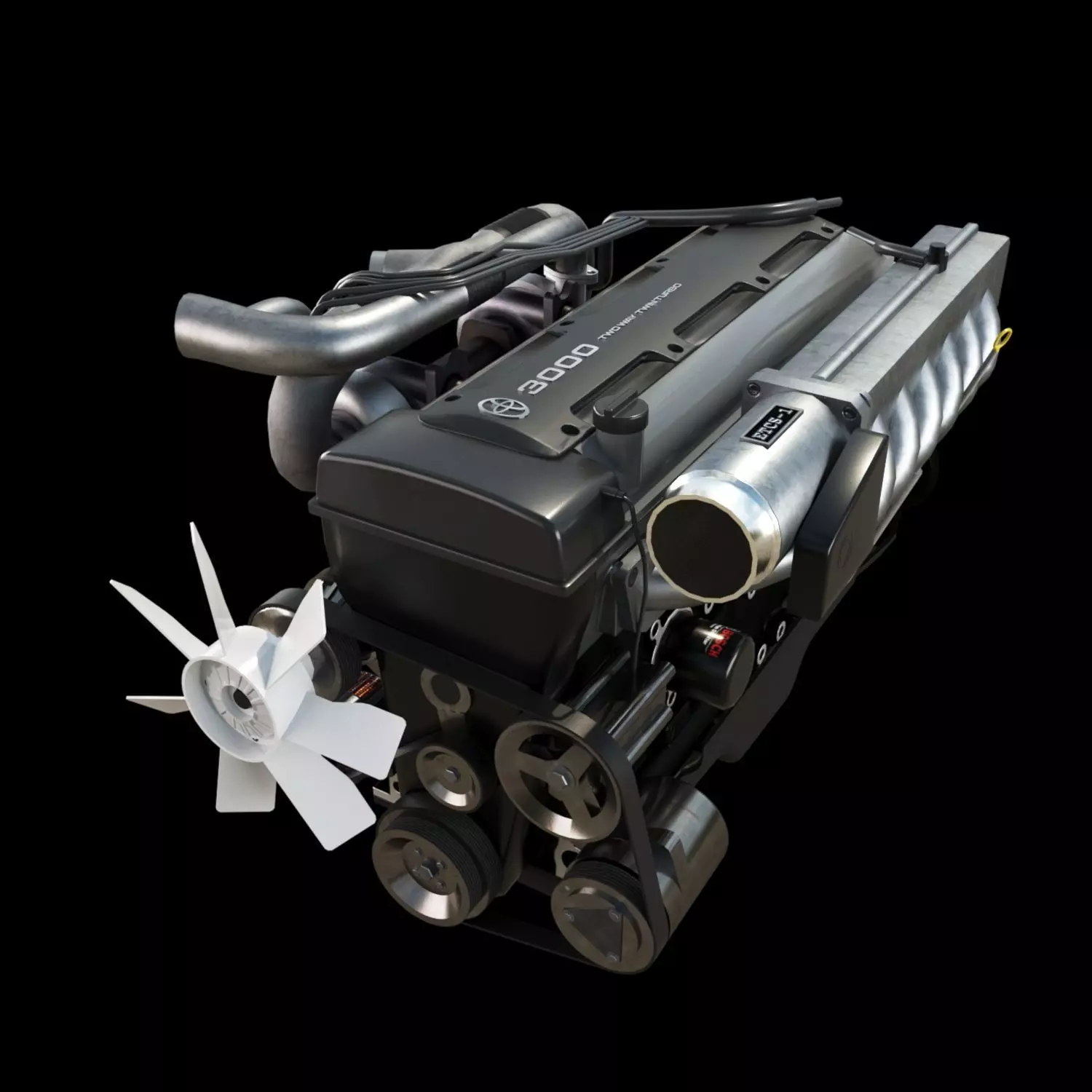 Toyota 2JZ-GTE Engine Low-poly 3D model_0