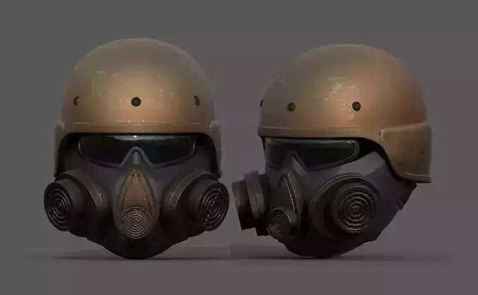 Helmet scifi military combat human fantasy cyborg Low-poly 3D model Helmet scifi military combat human fantasy cyborg Low-poly 3D model