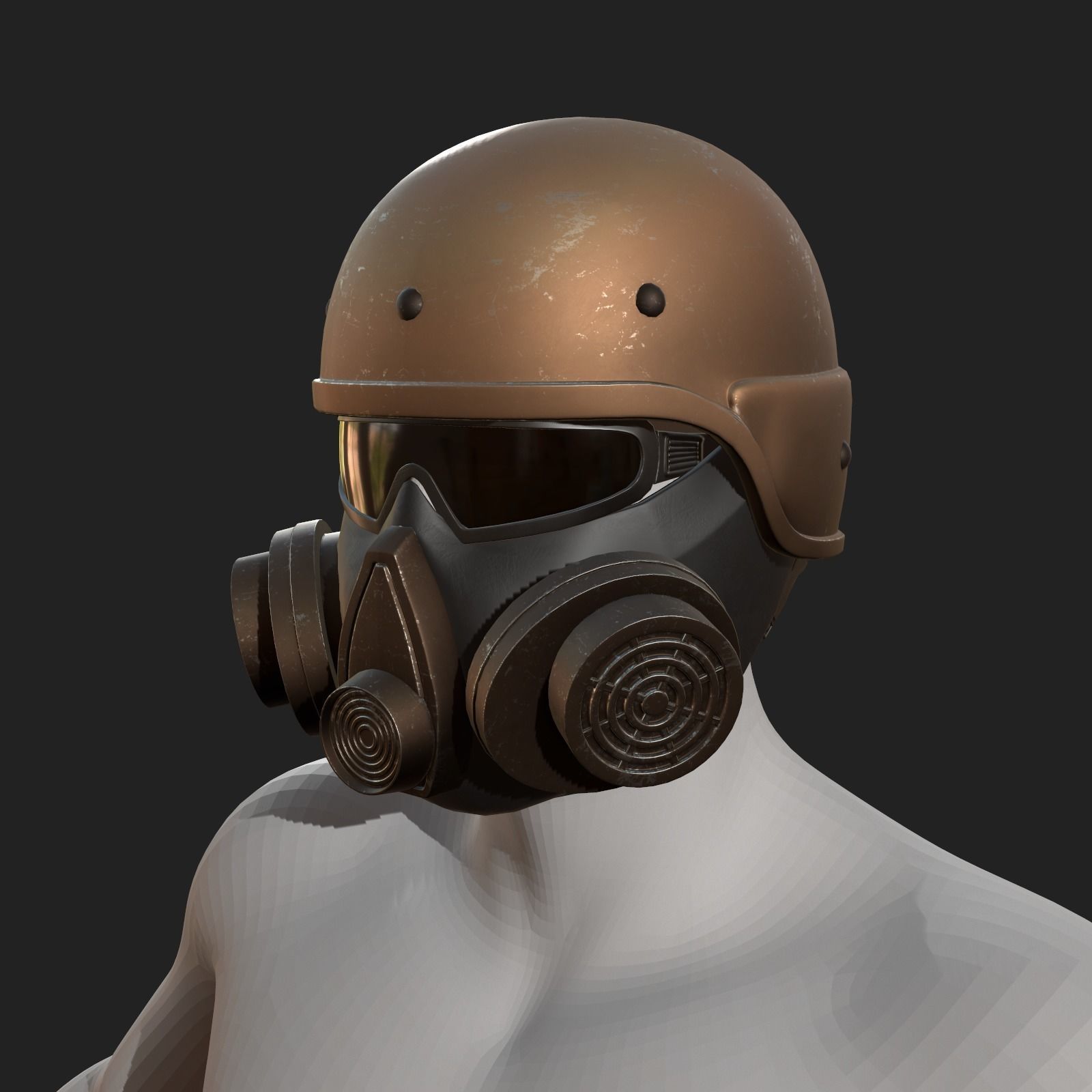 Helmet scifi military combat human fantasy cyborg Low-poly 3D model_5