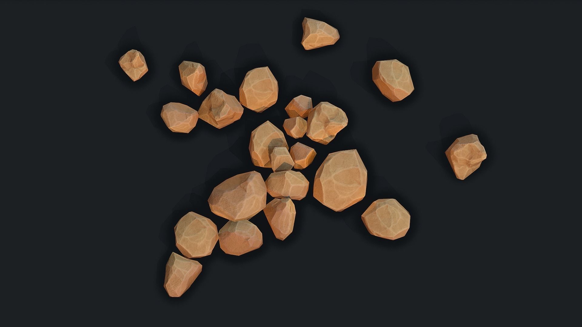 Stylized Desert Rock small 3 Low-poly 3D model_3