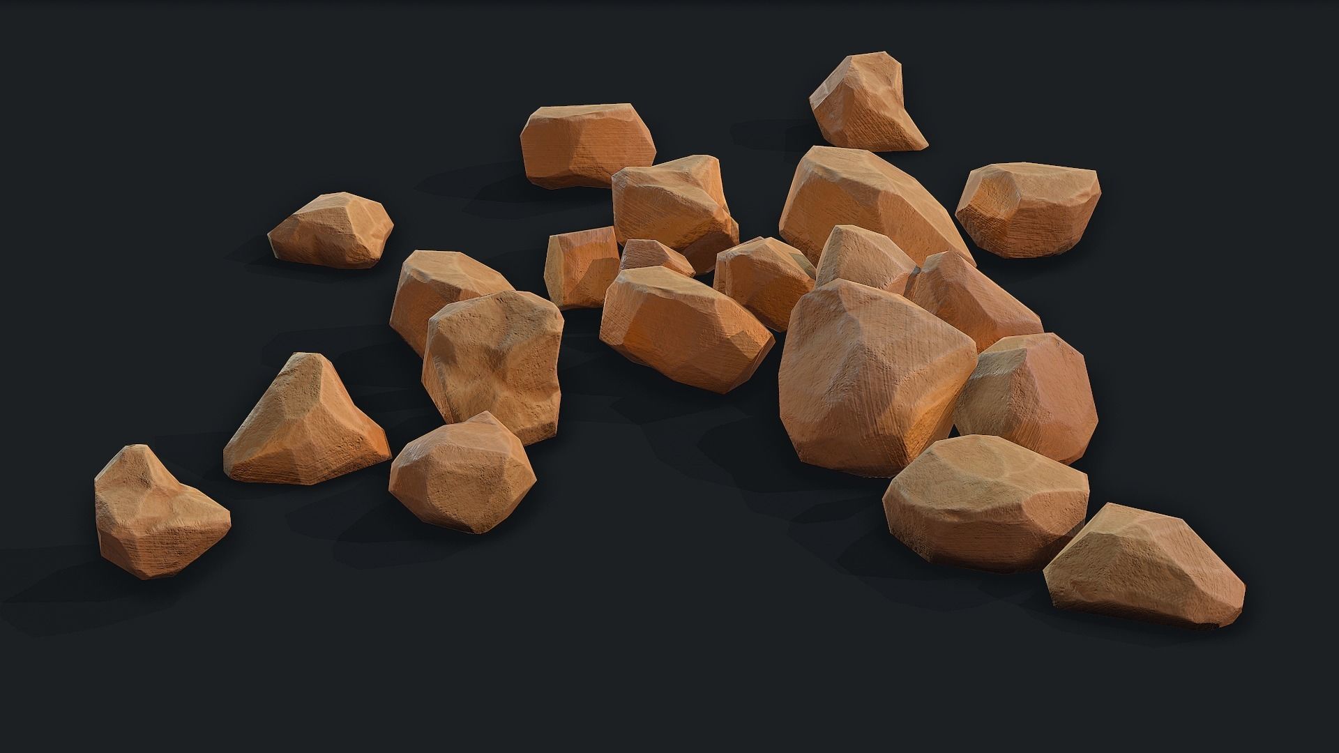 Stylized Desert Rock small 3 Low-poly 3D model_1