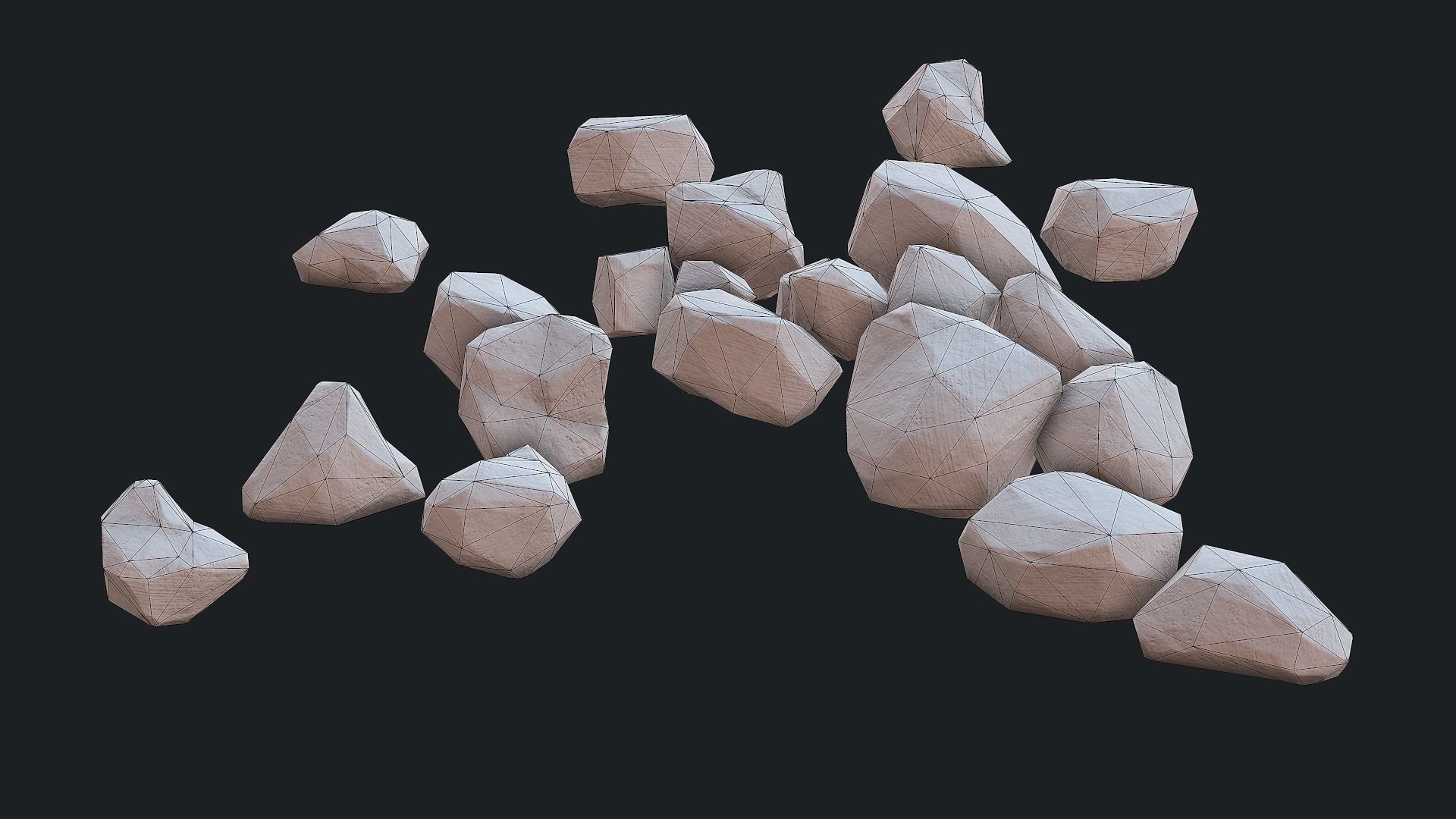 Stylized Desert Rock small 3 Low-poly 3D model_5