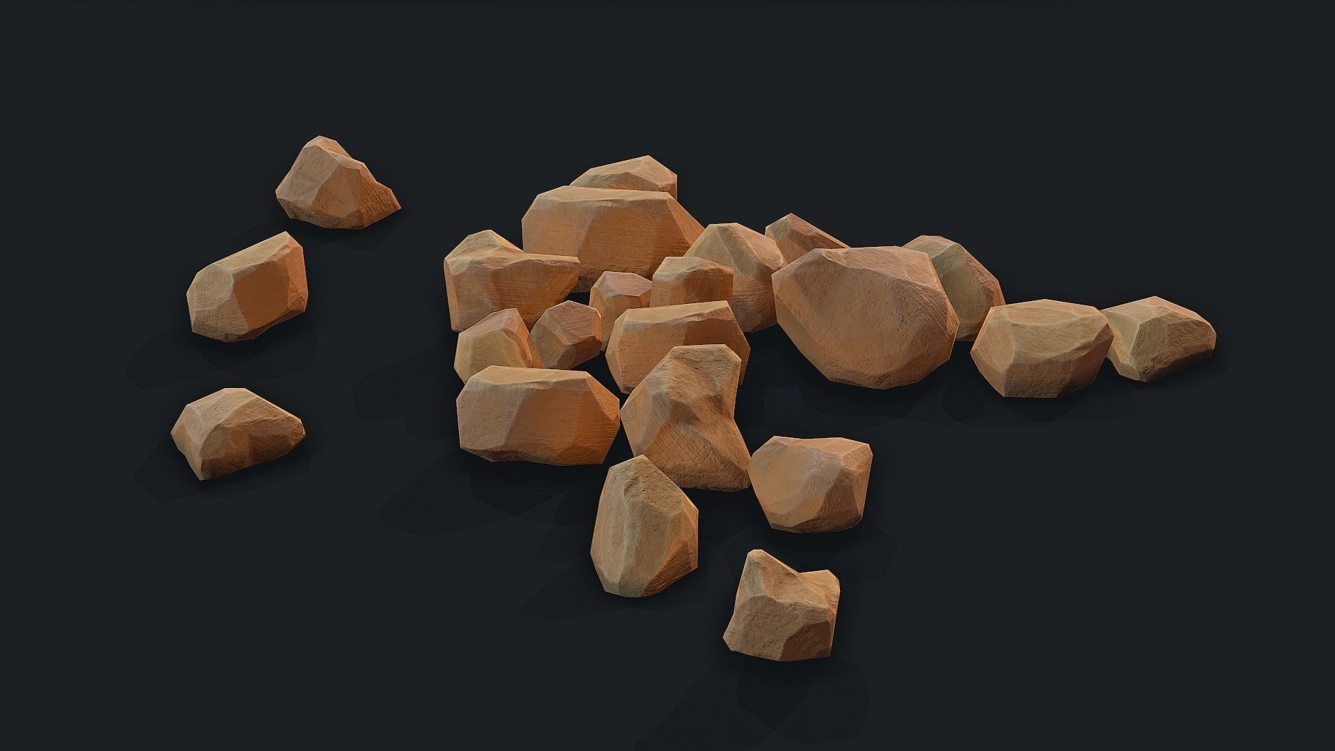 Stylized Desert Rock small 3 Low-poly 3D model_4