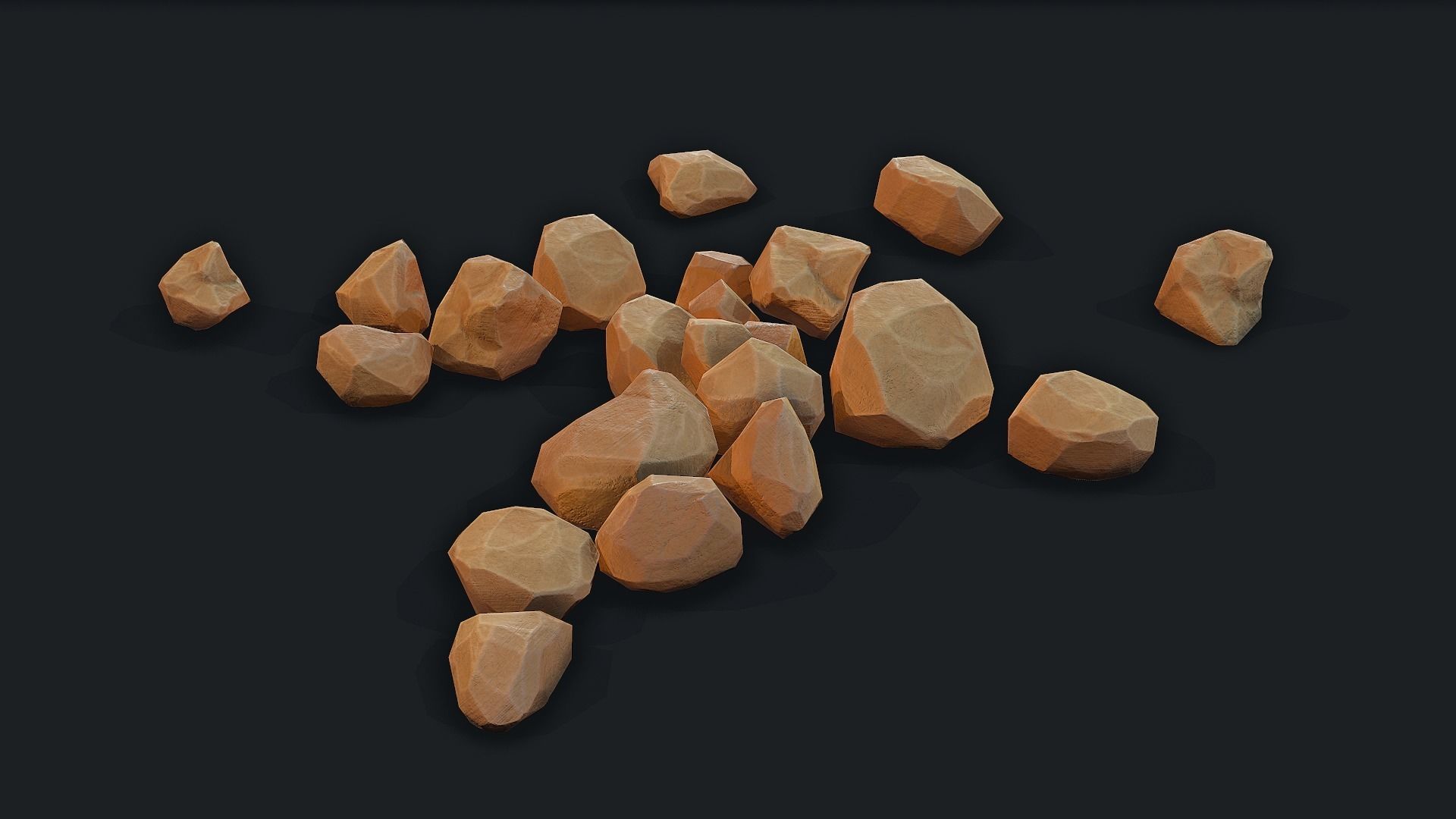 Stylized Desert Rock small 3 Low-poly 3D model_2