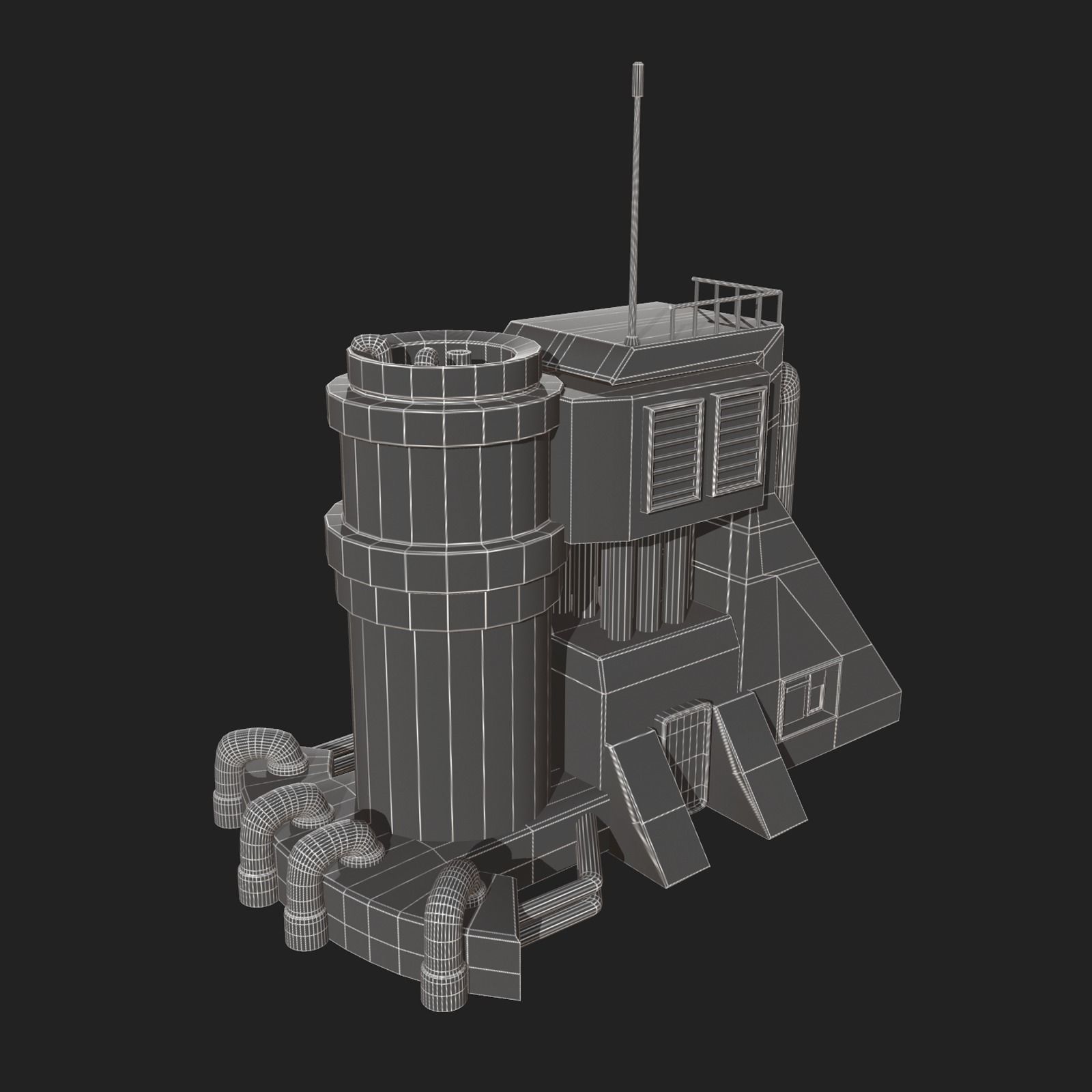 Scifi exterior station building space millitary fantasy combat Low-poly 3D model_5