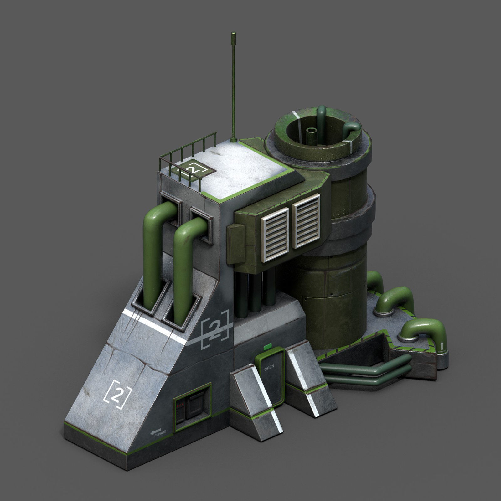 Scifi exterior station building space millitary fantasy combat Low-poly 3D model_2