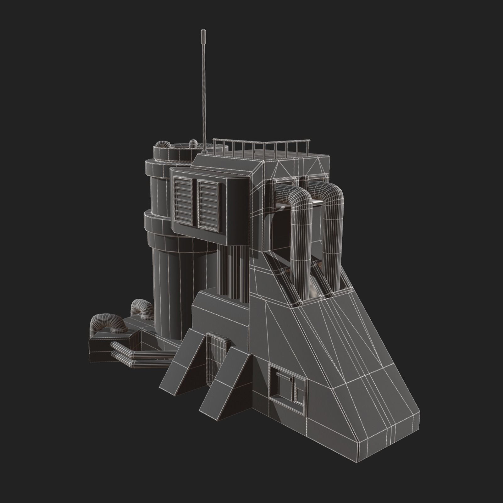 Scifi exterior station building space millitary fantasy combat Low-poly 3D model_4