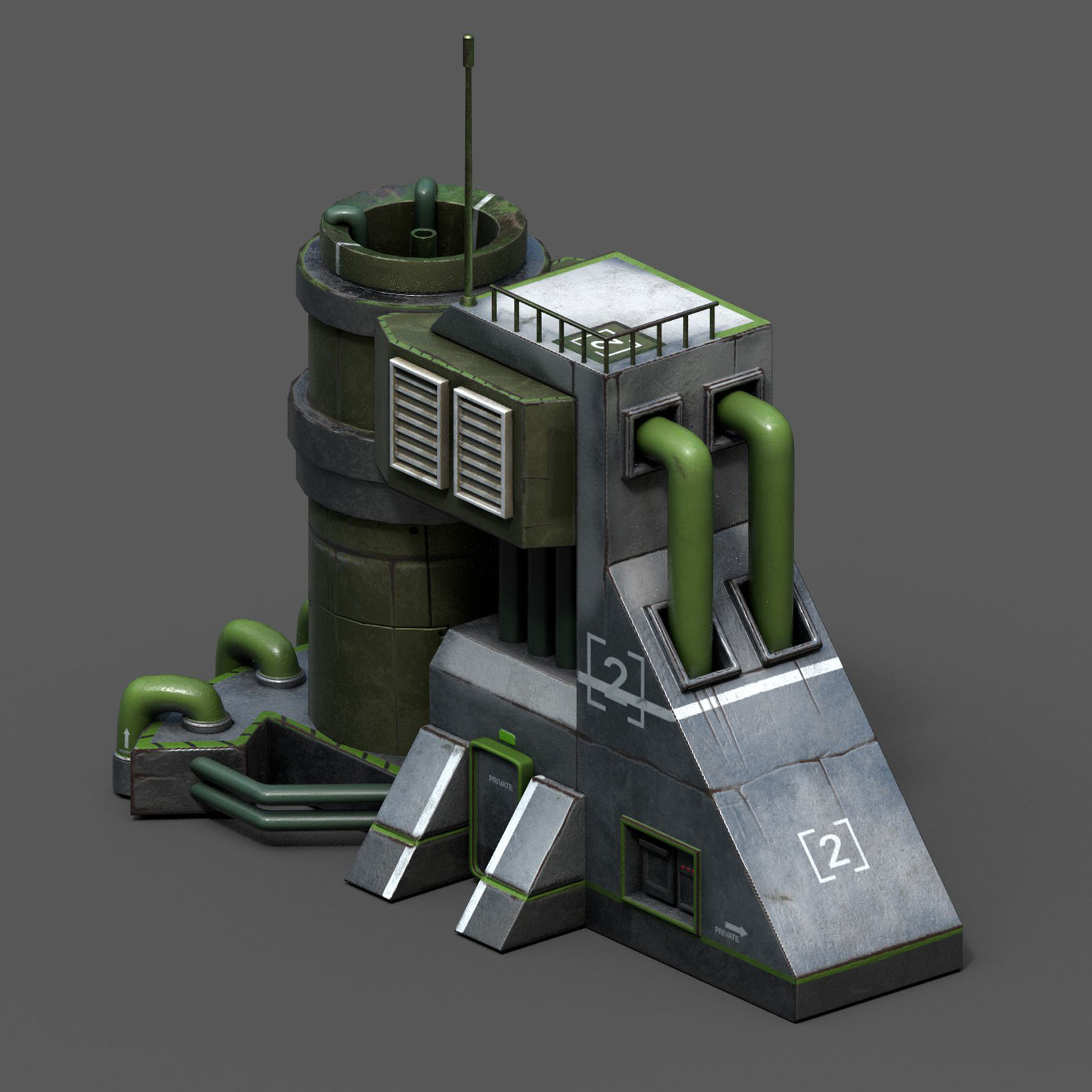 Scifi exterior station building space millitary fantasy combat Low-poly 3D model_3