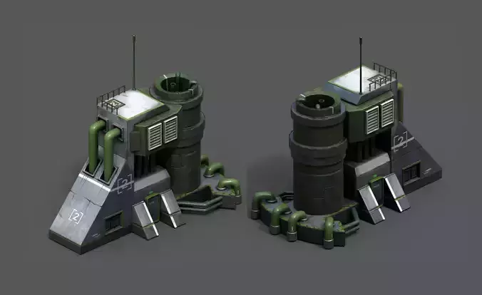 Scifi exterior station building space millitary fantasy combat Low-poly 3D model Scifi exterior station building space millitary fantasy combat Low-poly 3D model