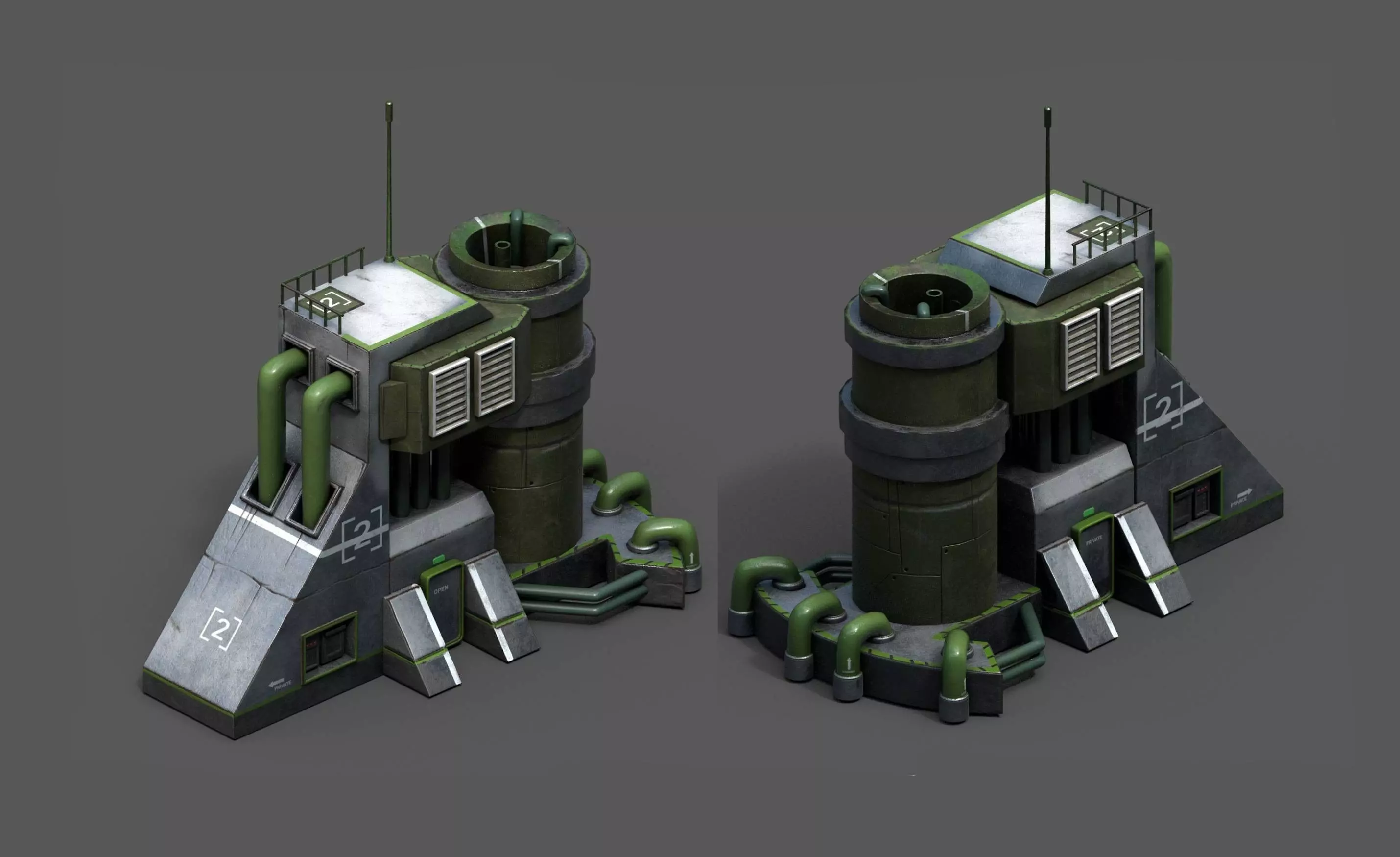 Scifi exterior station building space millitary fantasy combat Low-poly 3D model_0