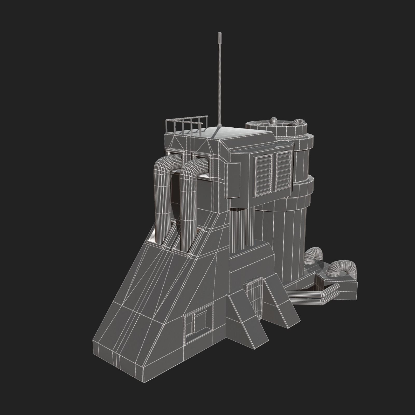 Scifi exterior station building space millitary fantasy combat Low-poly 3D model_6