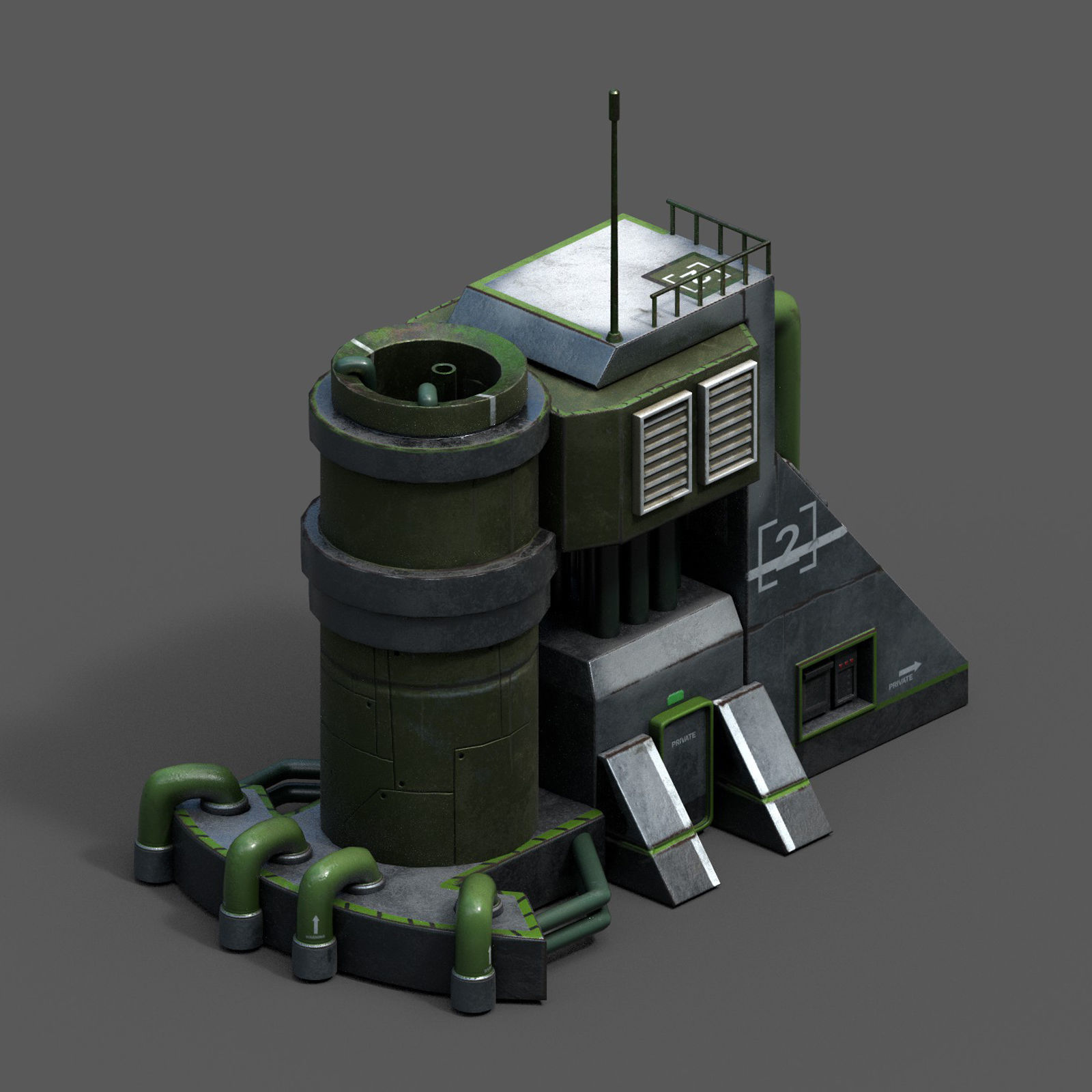 Scifi exterior station building space millitary fantasy combat Low-poly 3D model_1
