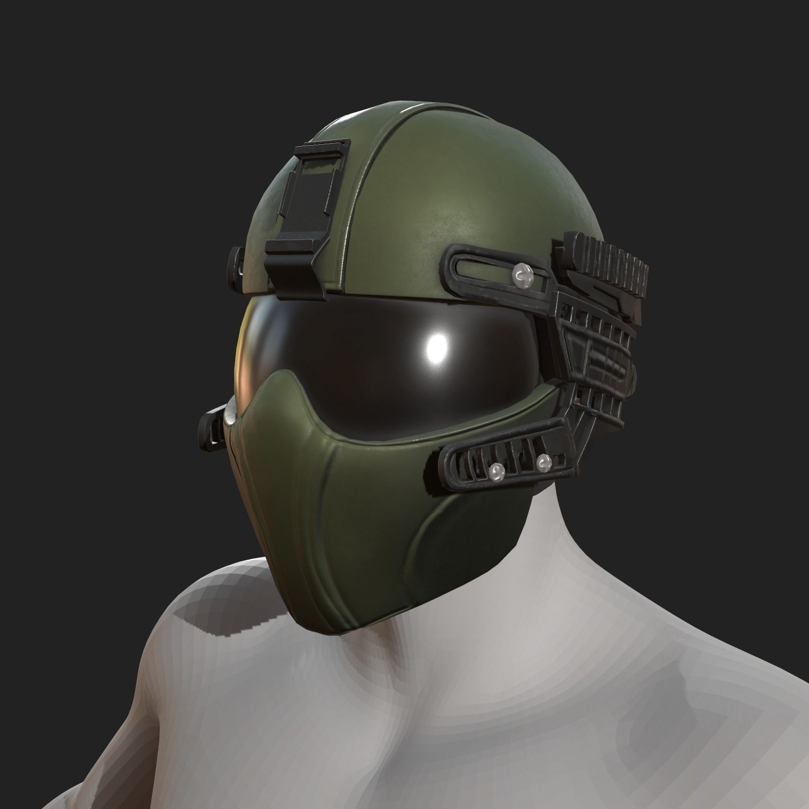 Helmet scifi military combat fantasy futuristic space  Low-poly 3D model_4