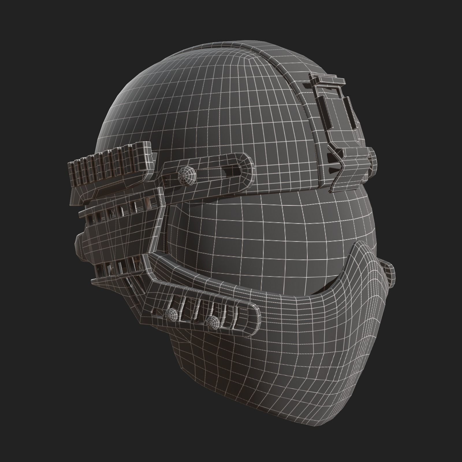 Helmet scifi military combat fantasy futuristic space  Low-poly 3D model_10