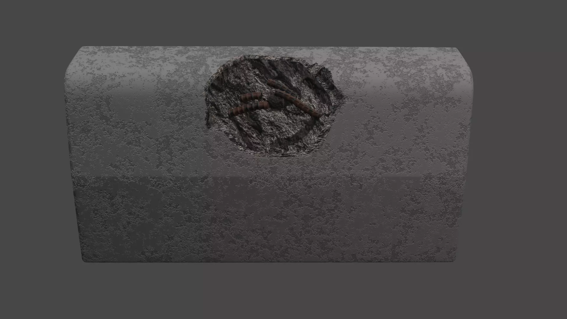 Destroyed Border Low-poly 3D model_0