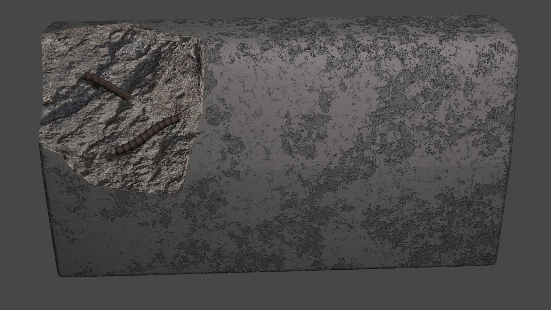 Destroyed Border Low-poly 3D model_1