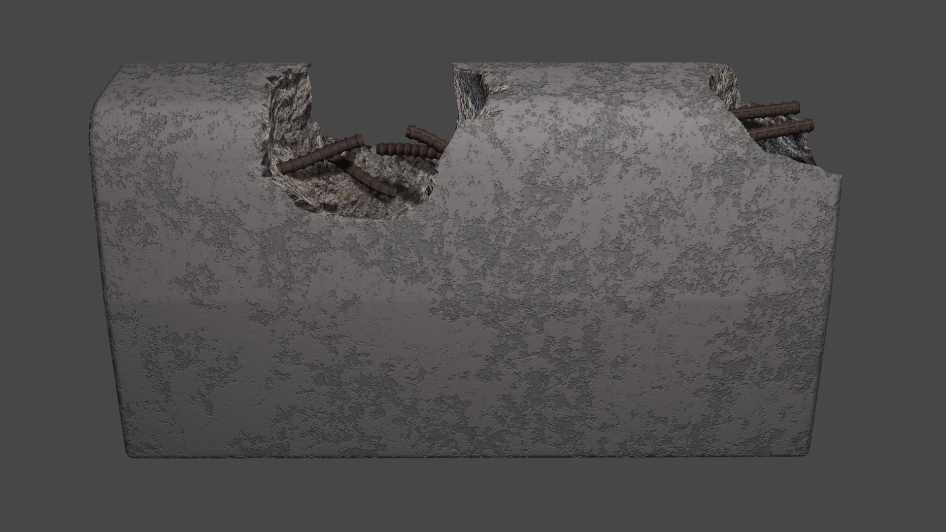 Destroyed Border Low-poly 3D model_3