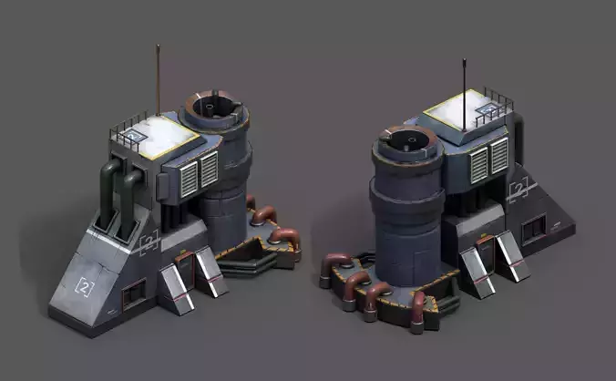 Scifi exterior skyscraper cityscape futuristic technology  Low-poly 3D model