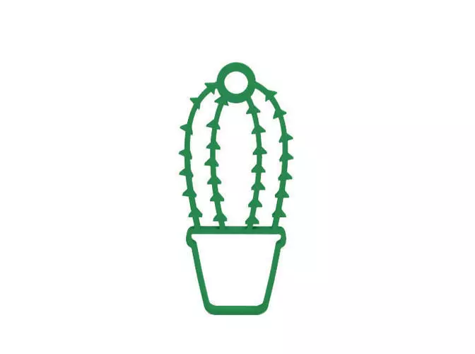 Earring cactus icon 3D print model_0