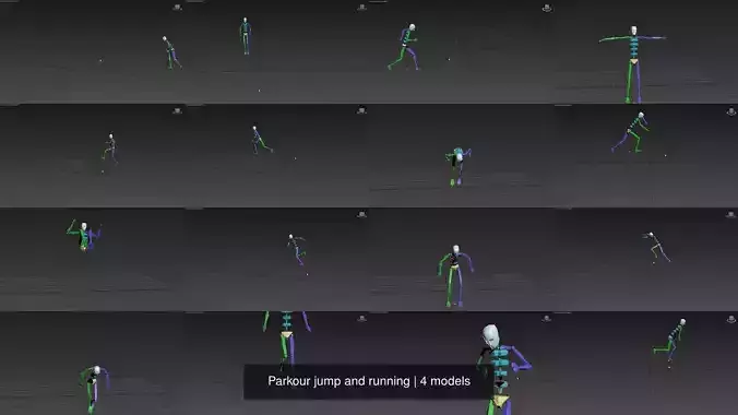 Parkour jump and running 3D Model Collection