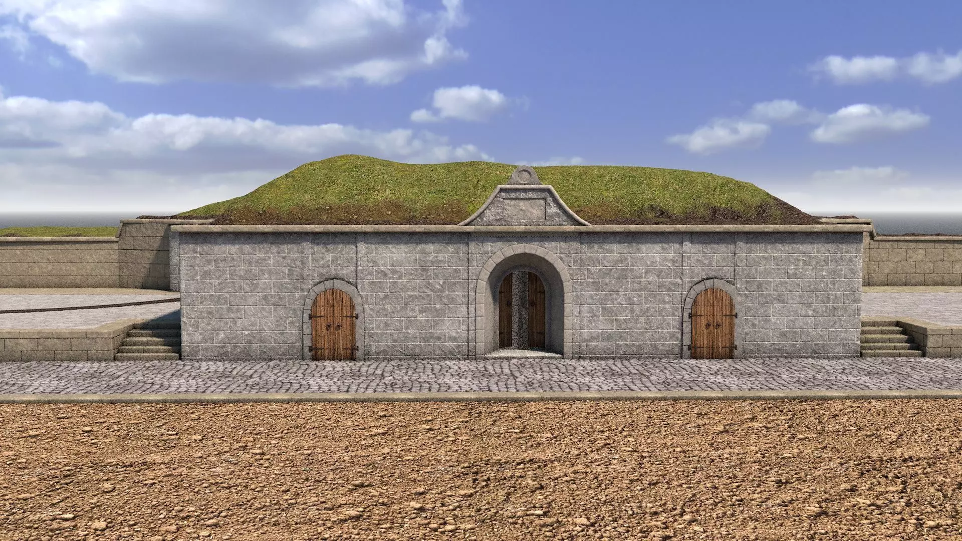 TABYA stone building in desert 3D model_0