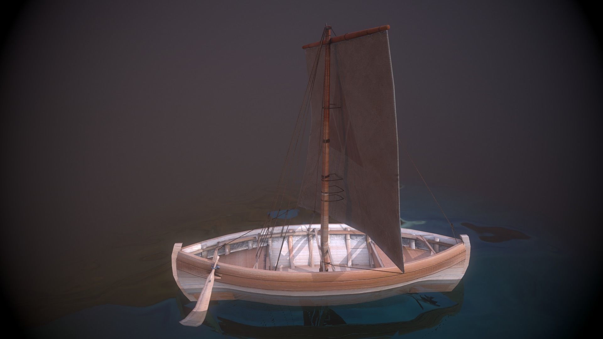  Knarr - Medieval Sailboat  Low-poly 3D model_23
