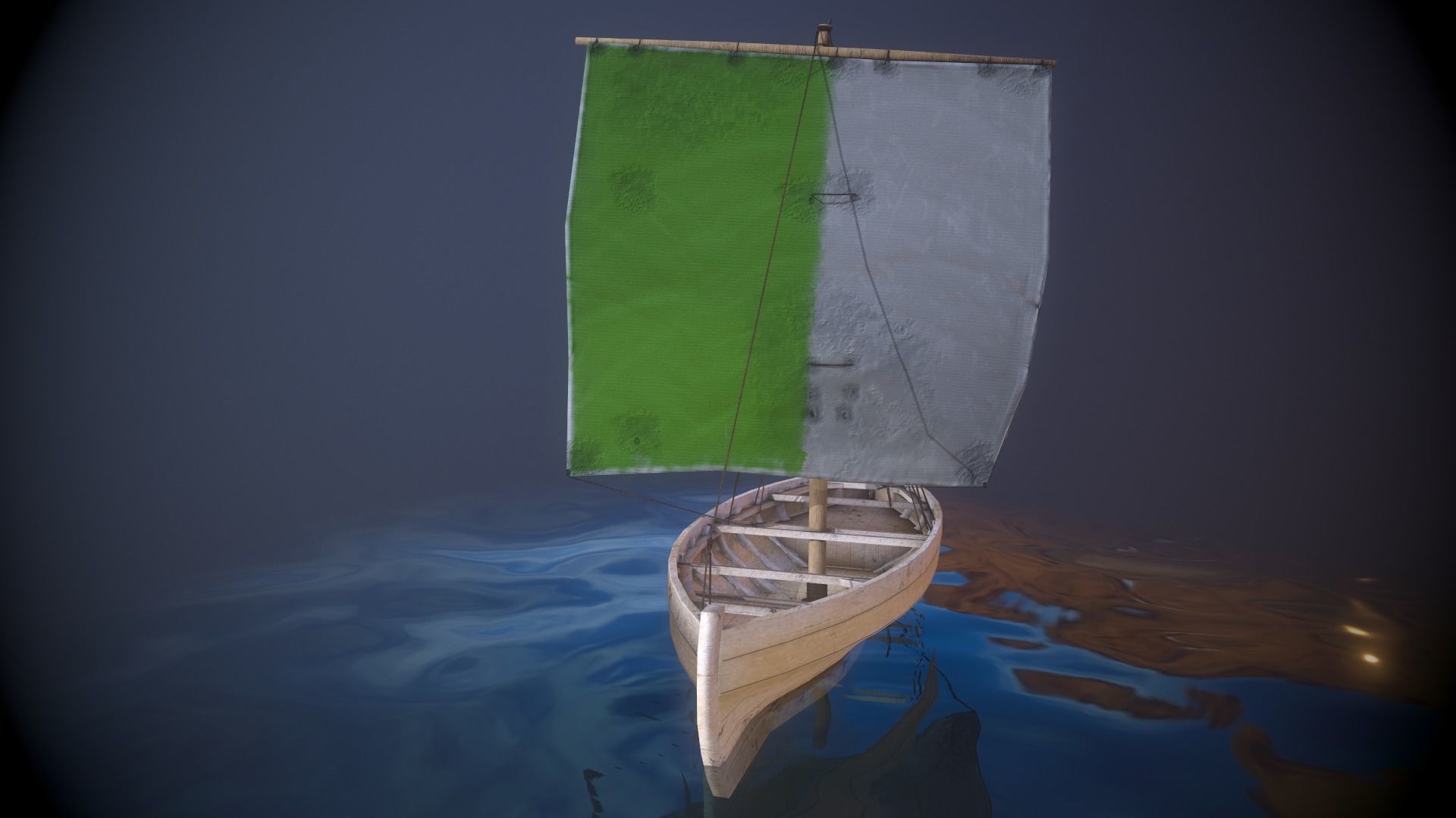 Knarr - Medieval Sailboat  Low-poly 3D model_10