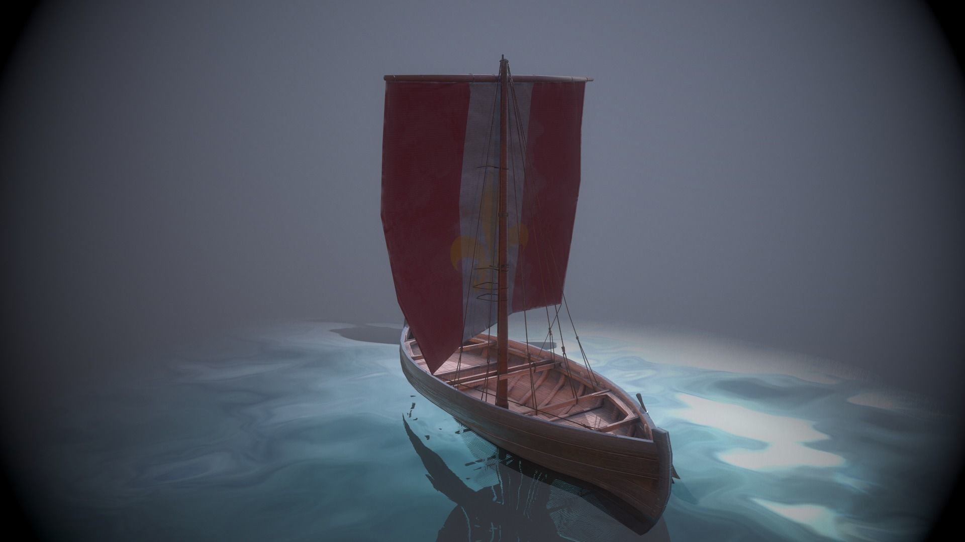  Knarr - Medieval Sailboat  Low-poly 3D model_9