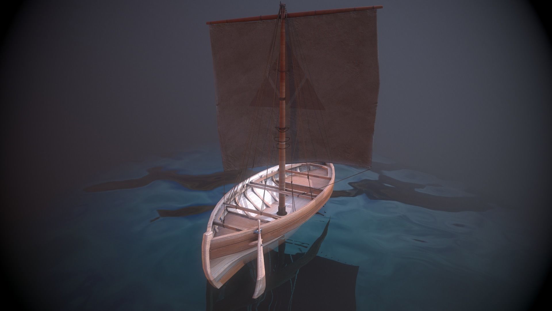  Knarr - Medieval Sailboat  Low-poly 3D model_22