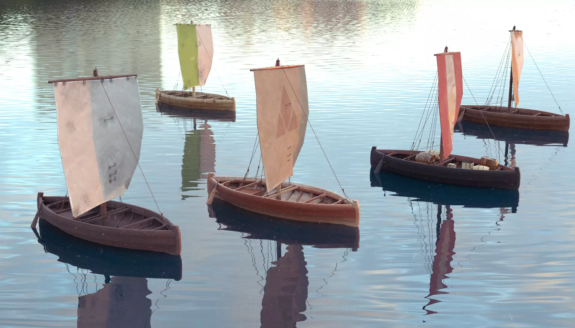  Knarr - Medieval Sailboat  Low-poly 3D model_0