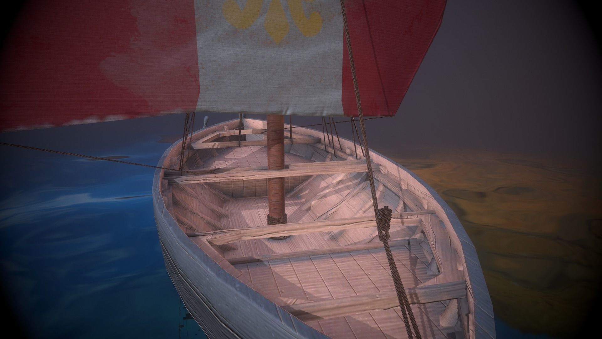  Knarr - Medieval Sailboat  Low-poly 3D model_8