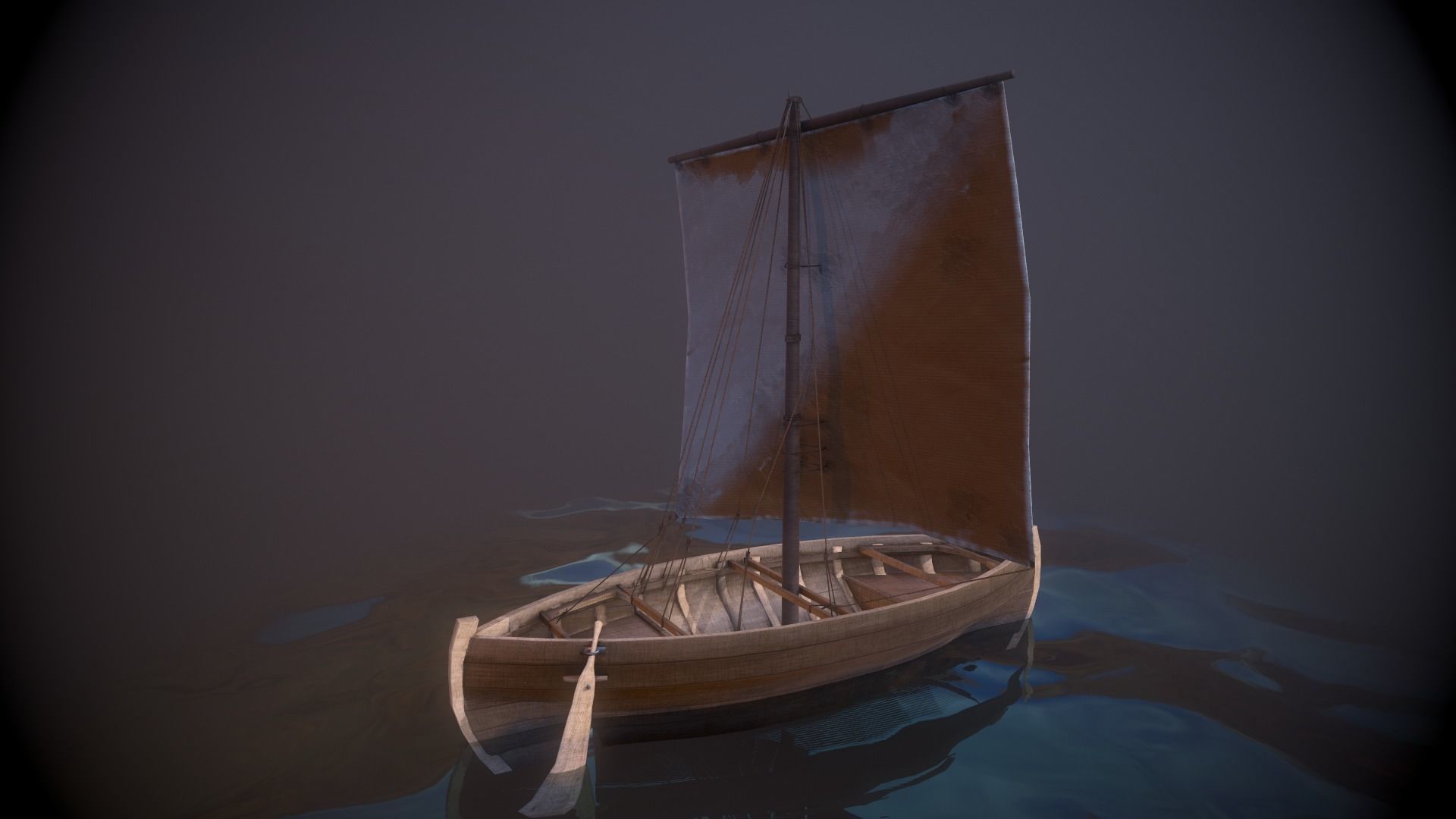  Knarr - Medieval Sailboat  Low-poly 3D model_17