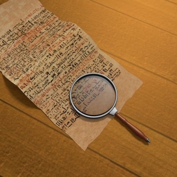 Magnifier egyptian magnifying glass on piece of paper 3D model_1