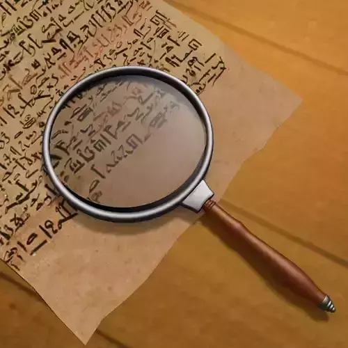 Magnifier egyptian magnifying glass on piece of paper 3D model