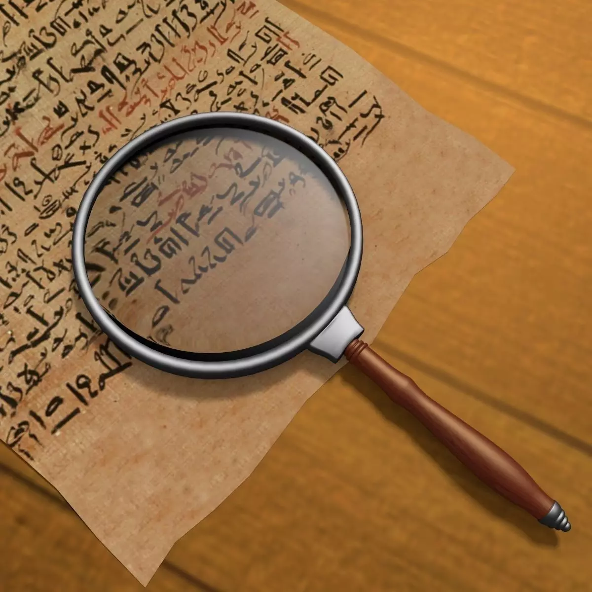 Magnifier egyptian magnifying glass on piece of paper 3D model_0